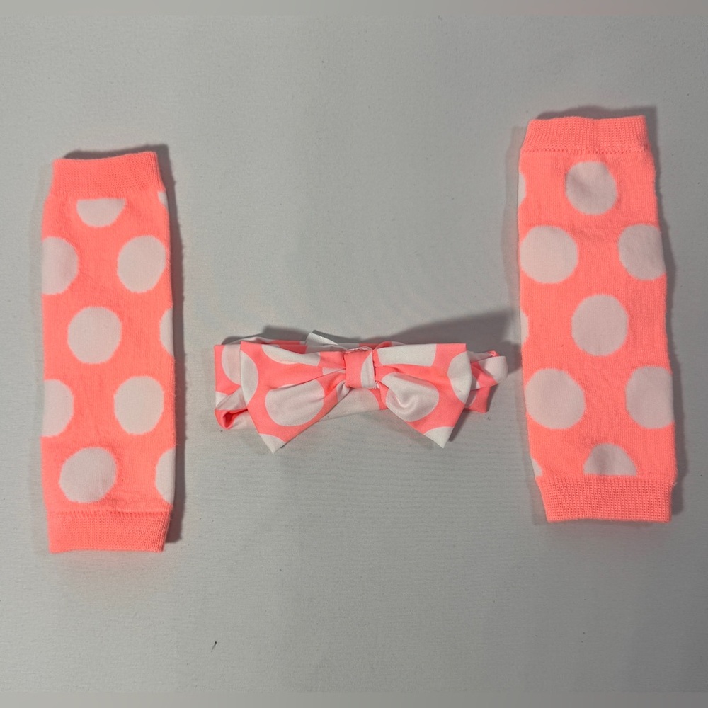 Baby Starters Leg Warmer Leggings & Matching Hair Bow Headband Polka Dot Girls